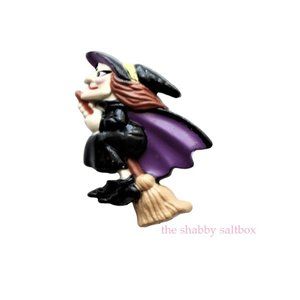 Vintage Russ Halloween Pin Brooch Witch On Broom 1970's Retro Jewelry Hong Kong